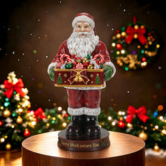 Christmas Santa Claus Statue with Storage Tray, Holiday Tabletop Organizer, Candy Dish & Coffee Table Decor for Living Room