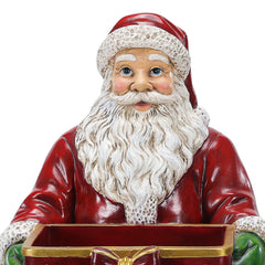 Christmas Santa Claus Statue with Storage Tray, Holiday Tabletop Organizer, Candy Dish & Coffee Table Decor for Living Room