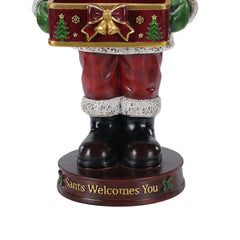 Christmas Santa Claus Statue with Storage Tray, Holiday Tabletop Organizer, Candy Dish & Coffee Table Decor for Living Room
