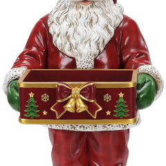 Christmas Santa Claus Statue with Storage Tray, Holiday Tabletop Organizer, Candy Dish & Coffee Table Decor for Living Room
