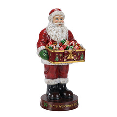 Christmas Santa Claus Statue with Storage Tray, Holiday Tabletop Organizer, Candy Dish & Coffee Table Decor for Living Room
