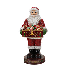 Christmas Santa Claus Statue with Storage Tray, Holiday Tabletop Organizer, Candy Dish & Coffee Table Decor for Living Room