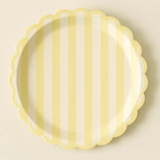 Yellow Striped Scalloped Dinner Plates S16